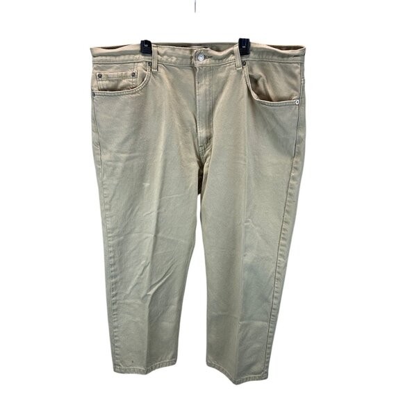 Levis 505 Men's Regular Fit Beige Jeans W40 L32 Cotton Denim Straight Leg Casual - Picture 1 of 10